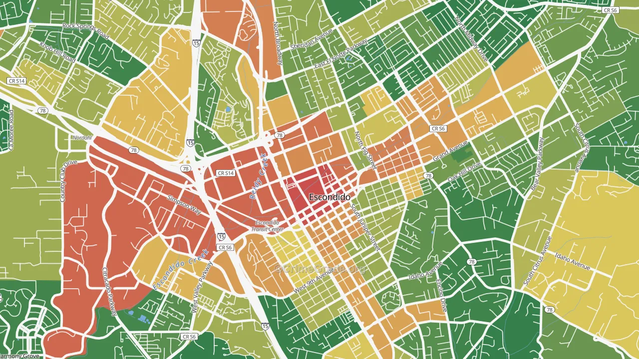 Central Escondido, Escondido, CA Map of Assault Rates