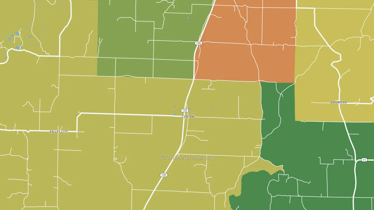 Central, IN Map of Assault Rates