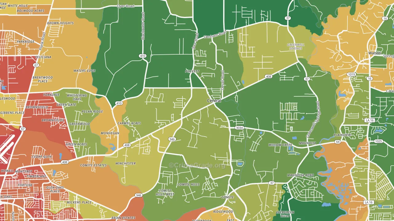 Central, LA Map of Assault Rates