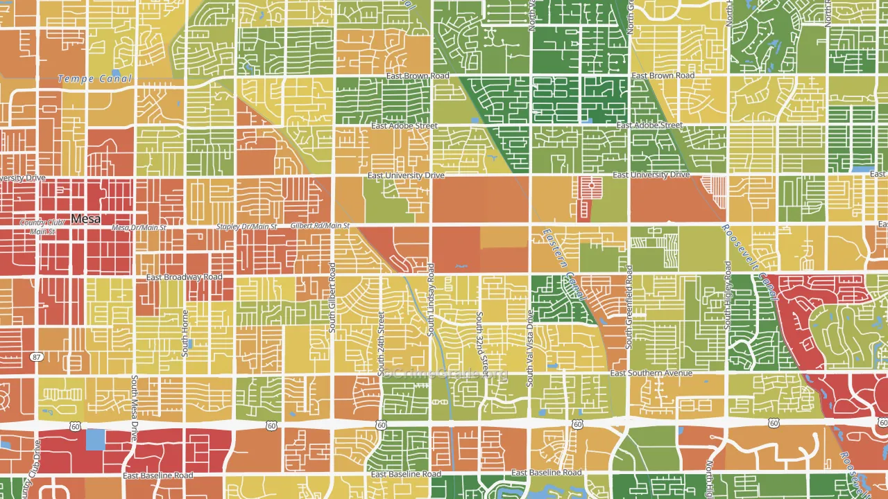 Central Mesa, Mesa, AZ Map of Assault Rates