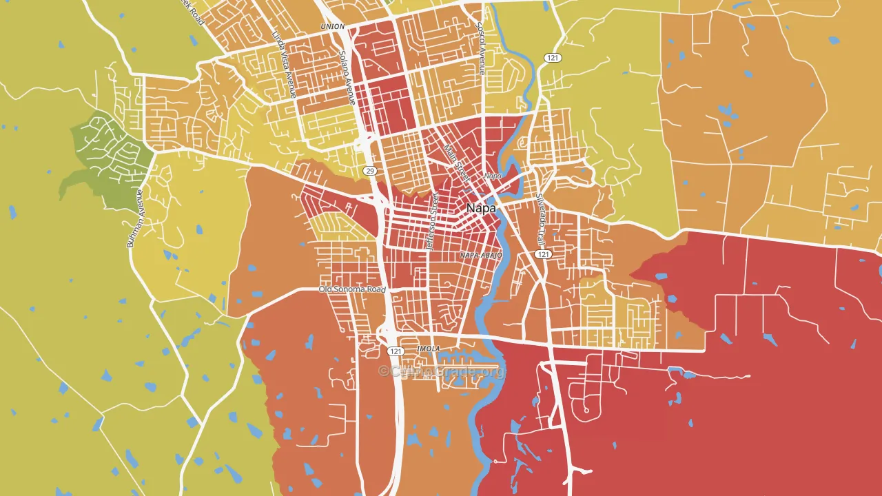 Central Napa, Napa, CA Map of Assault Rates