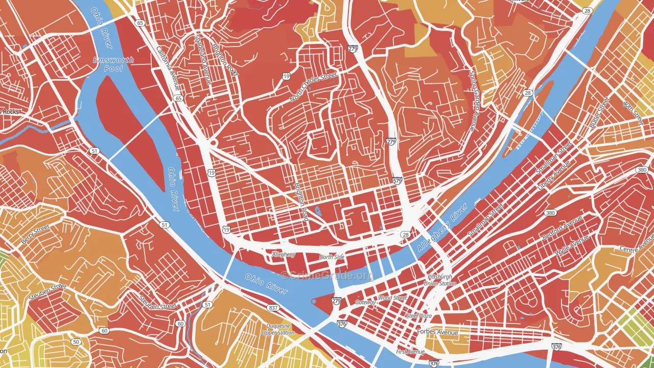 Central Northside, Pittsburgh, PA Map of Assault Rates