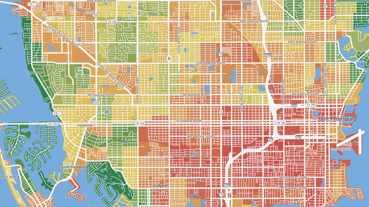 Central Oak Park, St. Petersburg, FL Map of Assault Rates