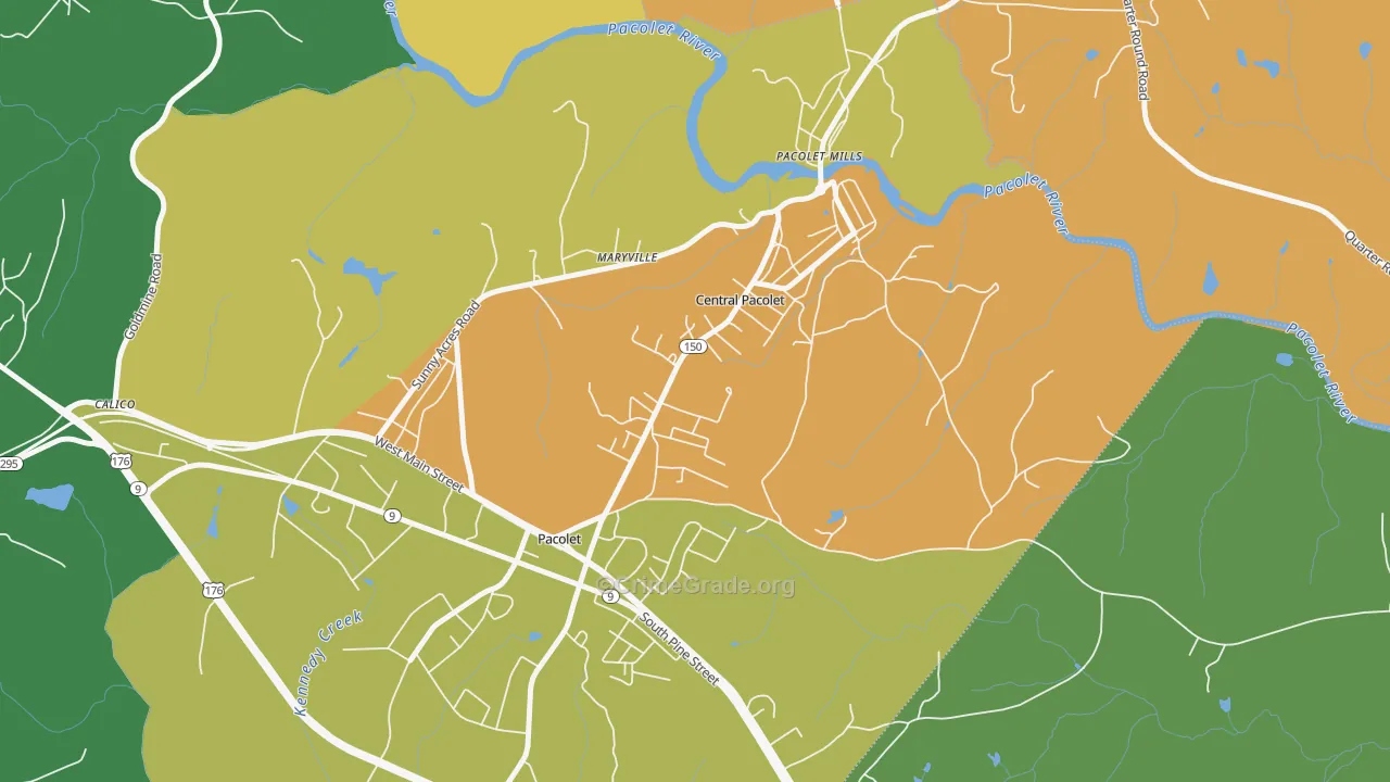 Central Pacolet, SC Map of Assault Rates