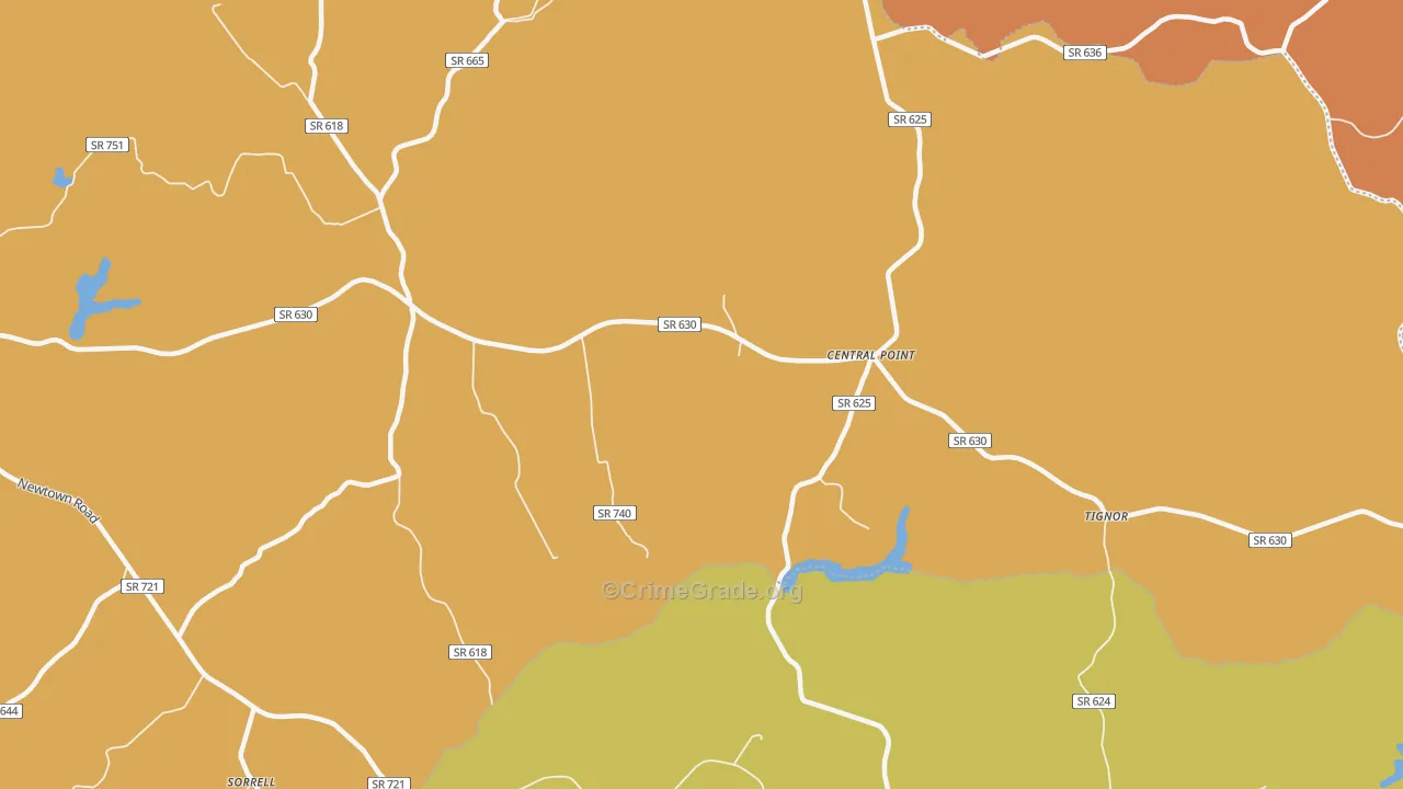 Central Point, VA Map of Assault Rates