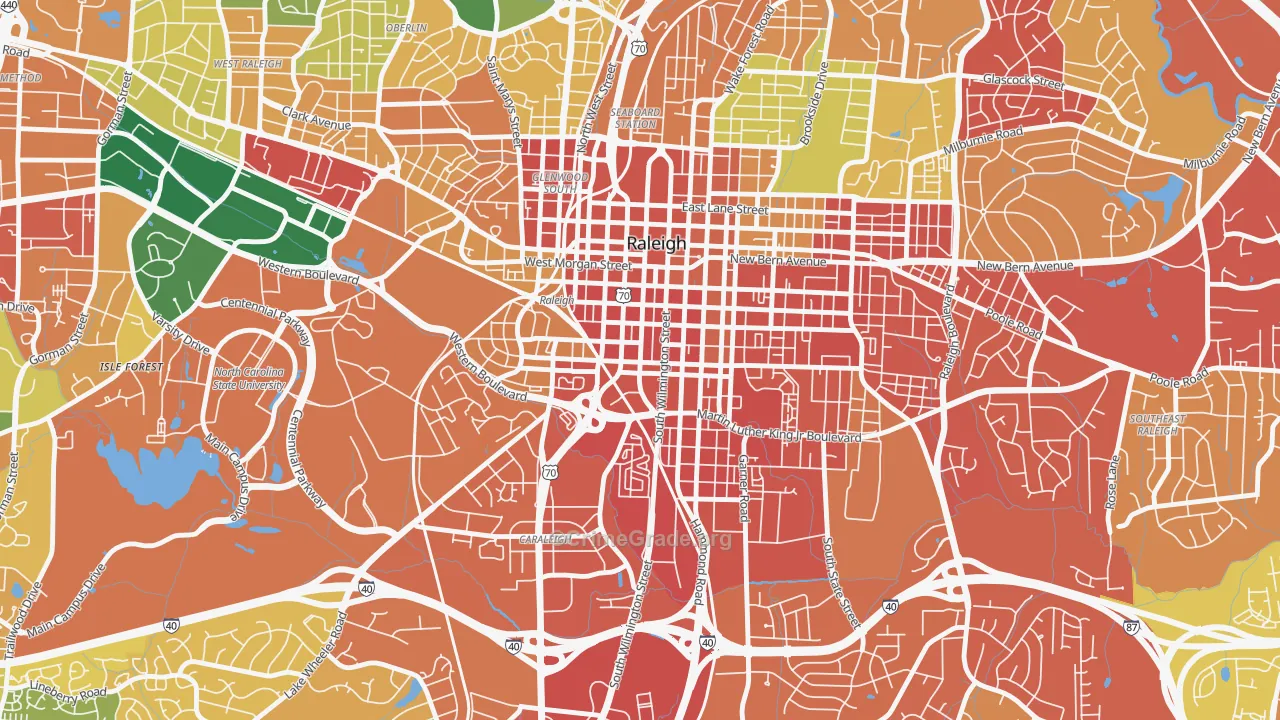 Central, Raleigh, NC Map of Assault Rates