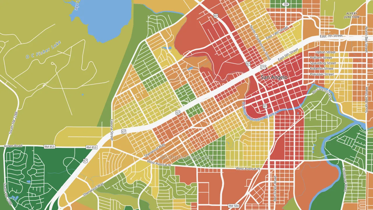 Central, San Angelo, TX Map of Assault Rates