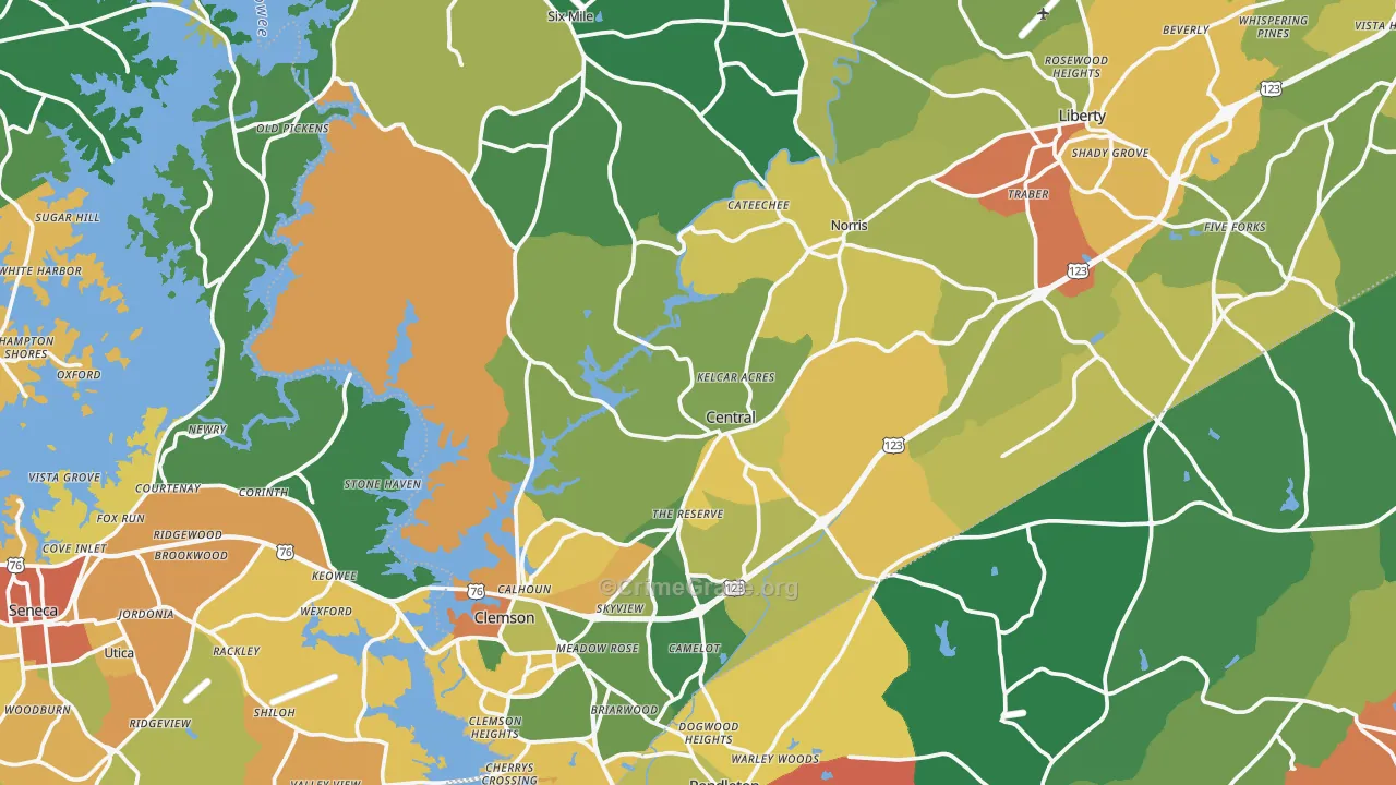 Central, SC Map of Assault Rates