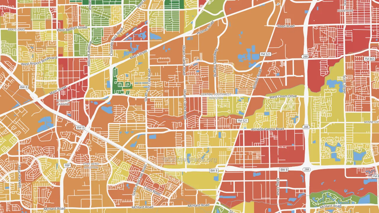 Central Southwest, Houston, TX Map of Assault Rates