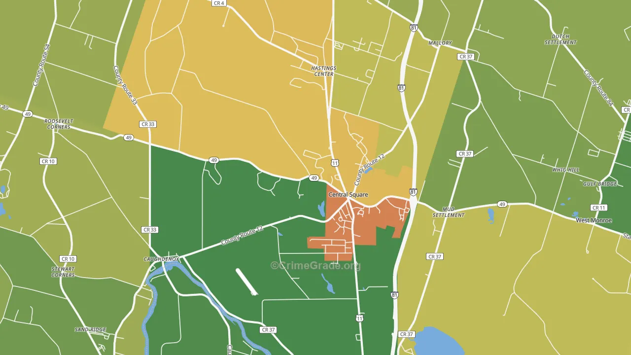 Central Square, NY Map of Assault Rates