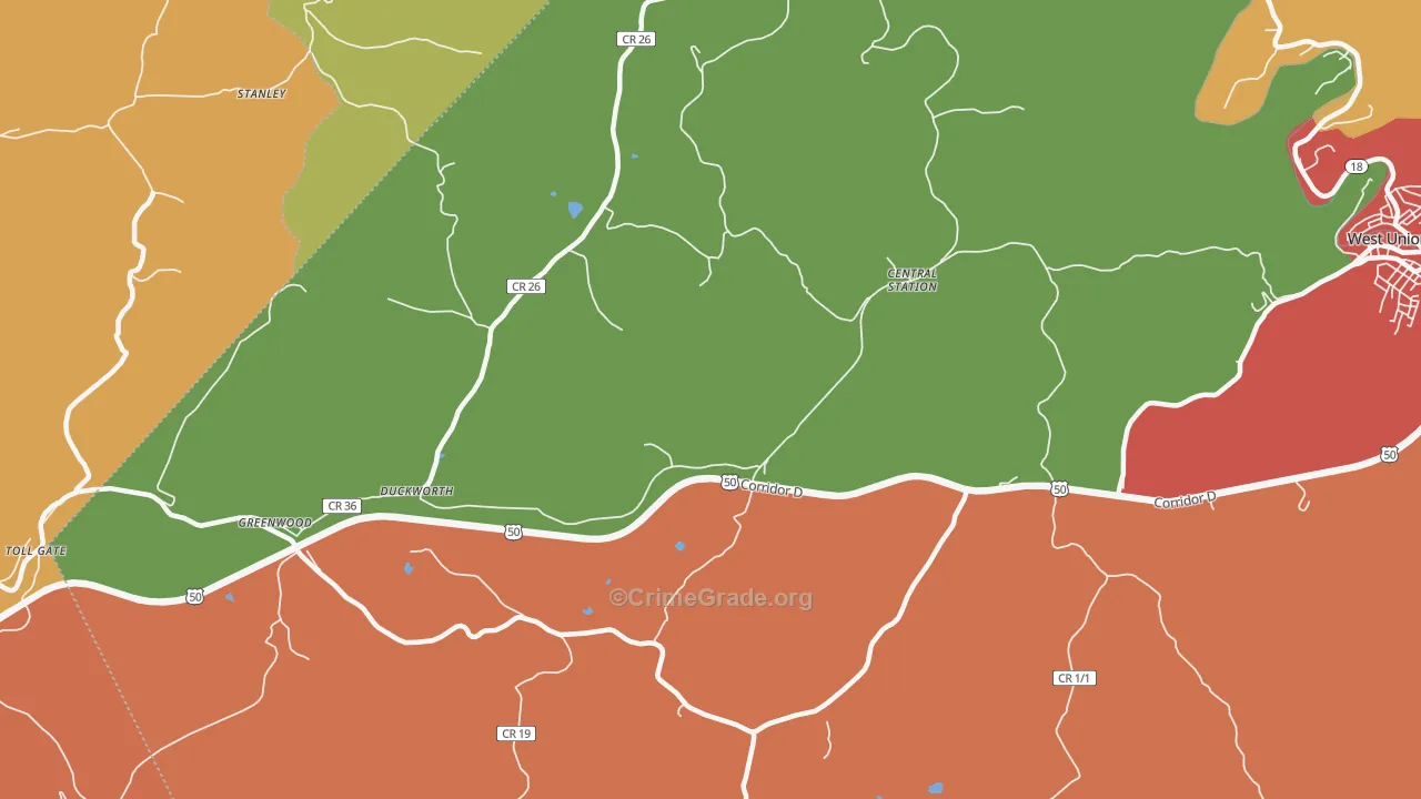 Central Station, WV Map of Assault Rates