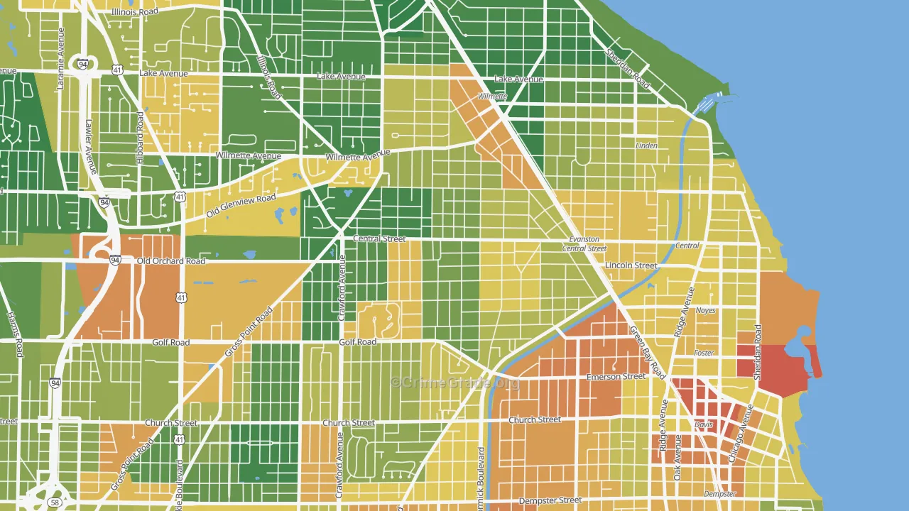Central Street Merchant District, Evanston, IL Map of Assault Rates
