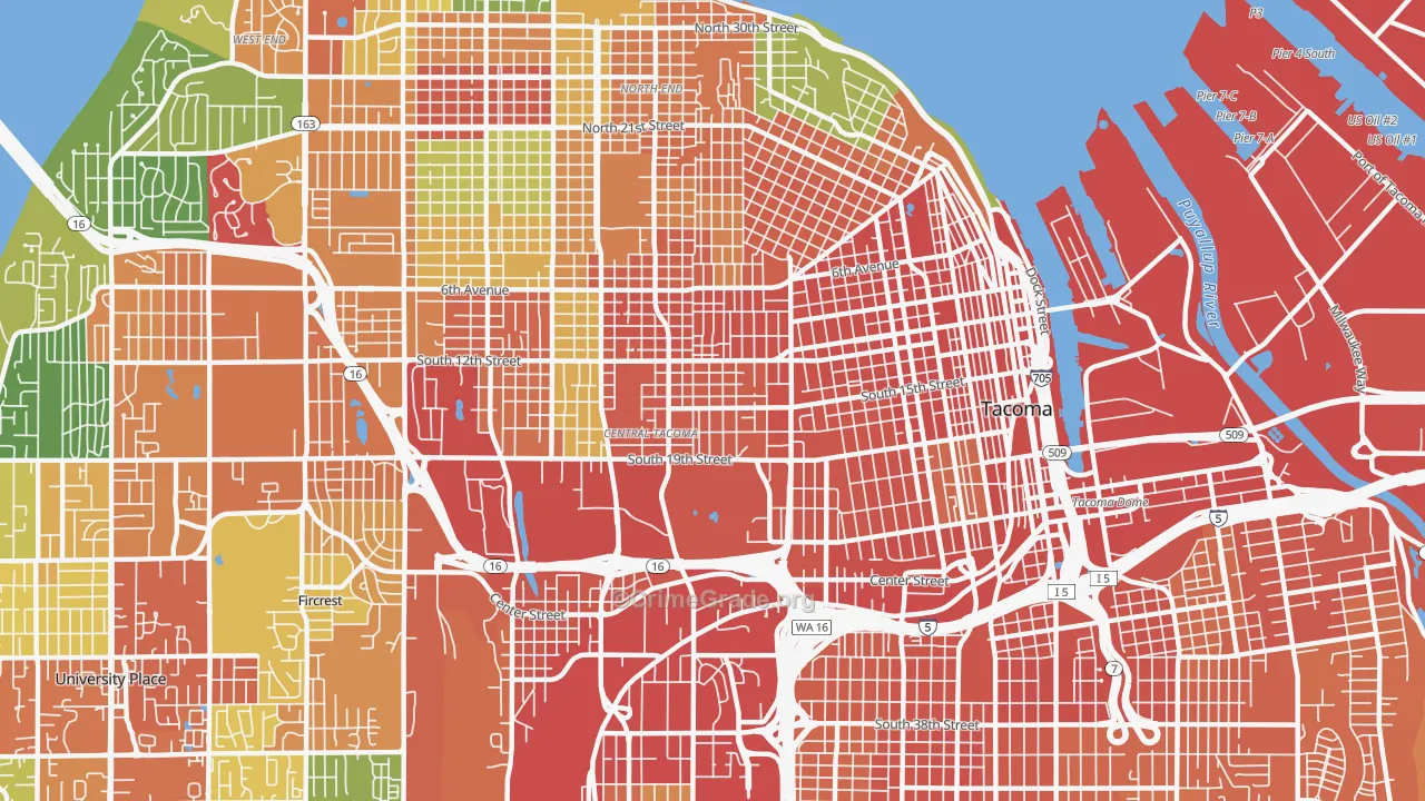 Central, Tacoma, WA Map of Assault Rates