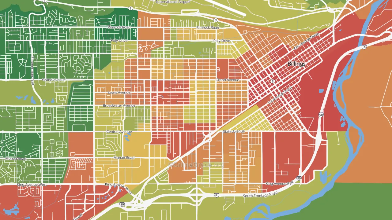 Central Terry, Billings, MT Map of Assault Rates