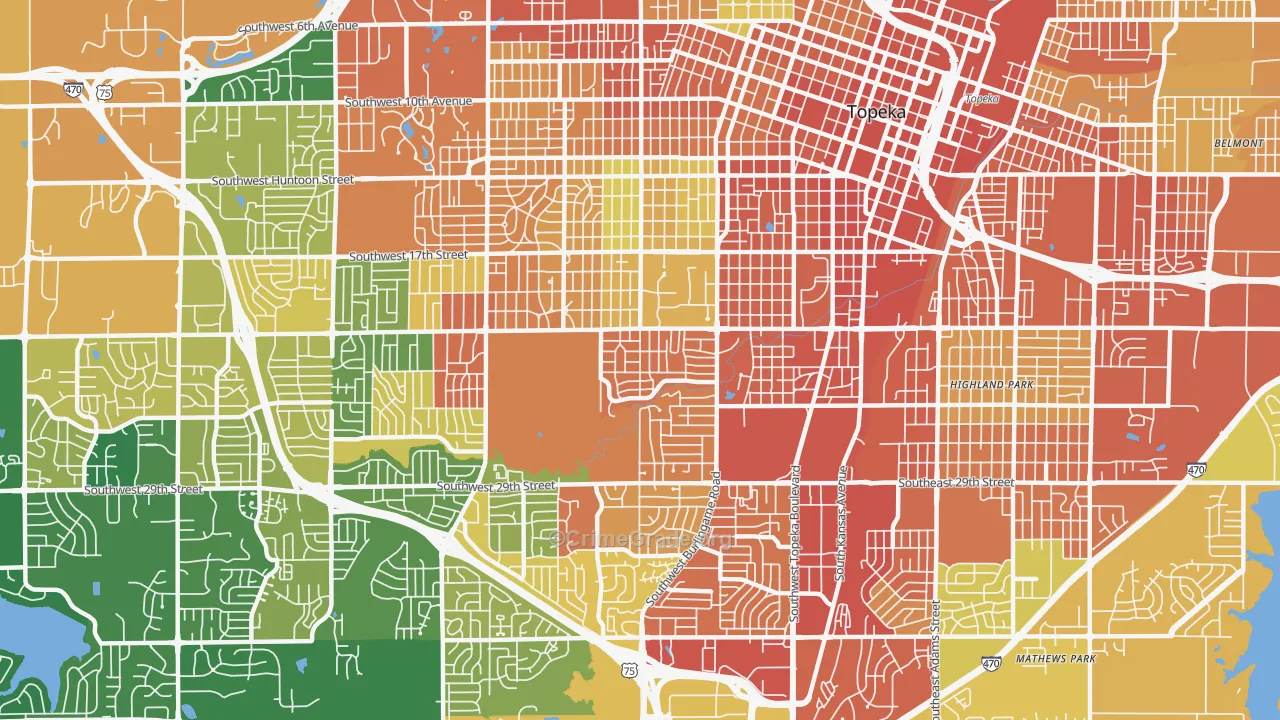 Central Topeka 2, Topeka, KS Map of Assault Rates