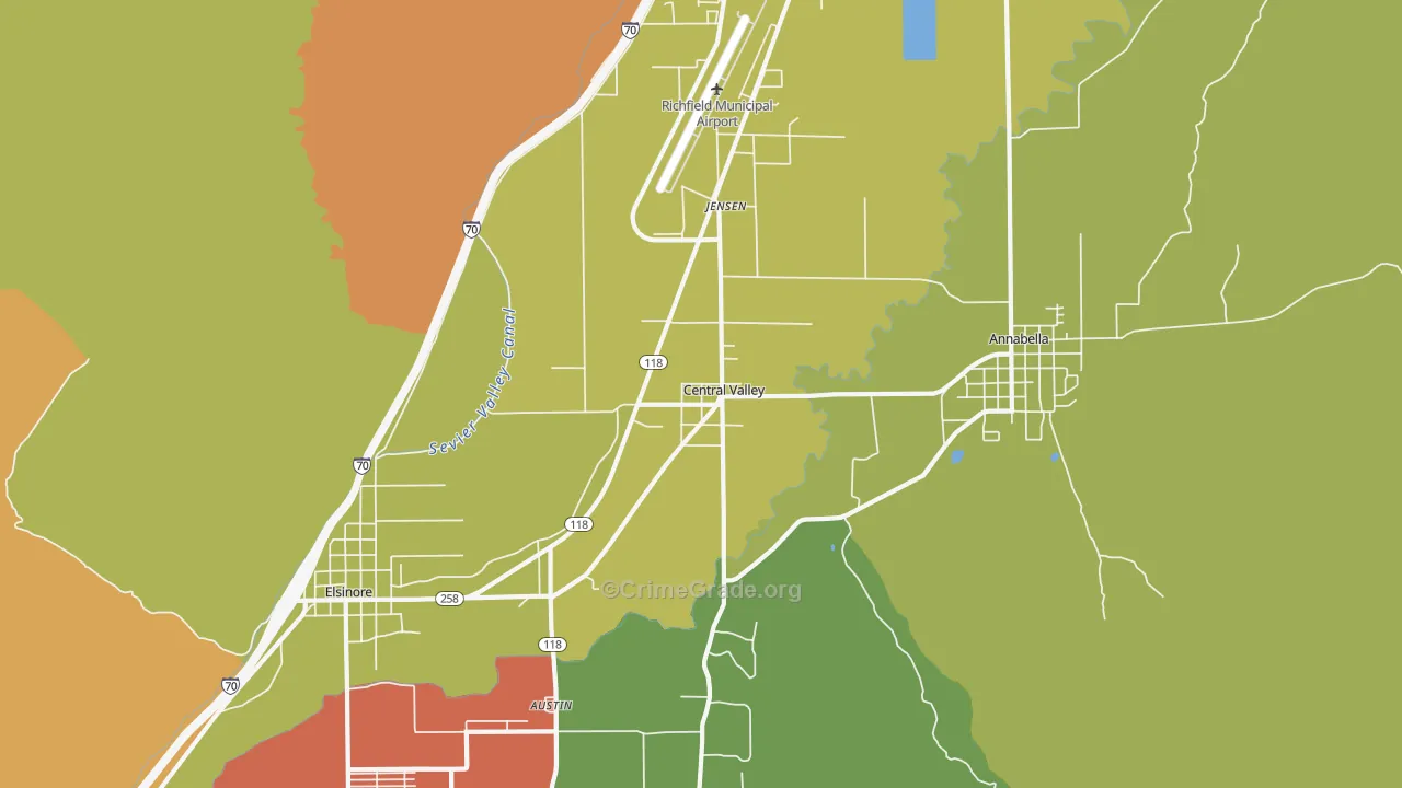 Central Valley, UT Map of Assault Rates
