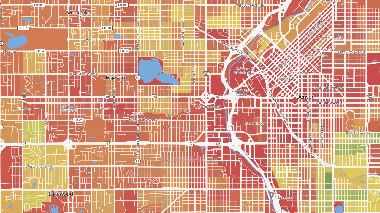 Central West Denver, Denver, CO Map of Assault Rates