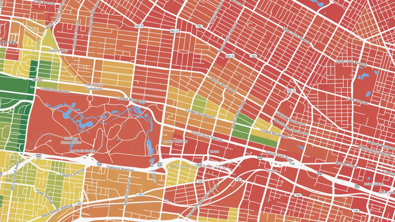 Central West End, St. Louis, MO Map of Assault Rates