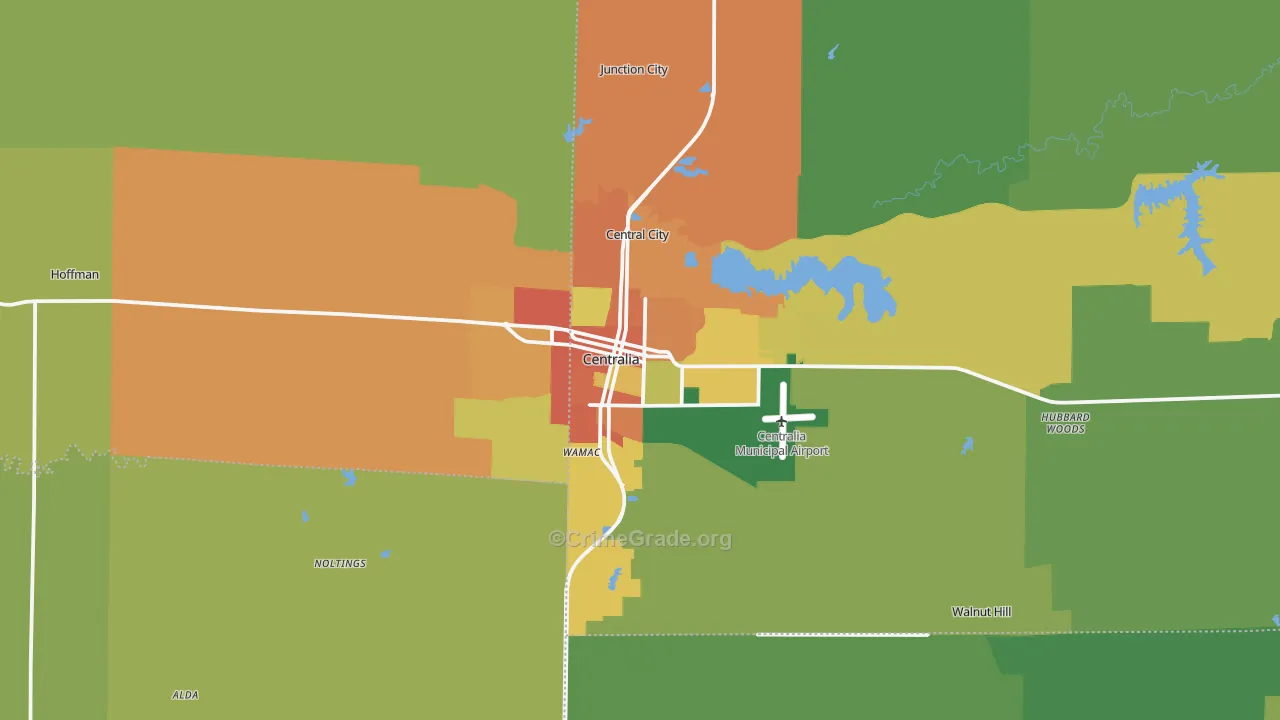 Centralia, IL Map of Assault Rates