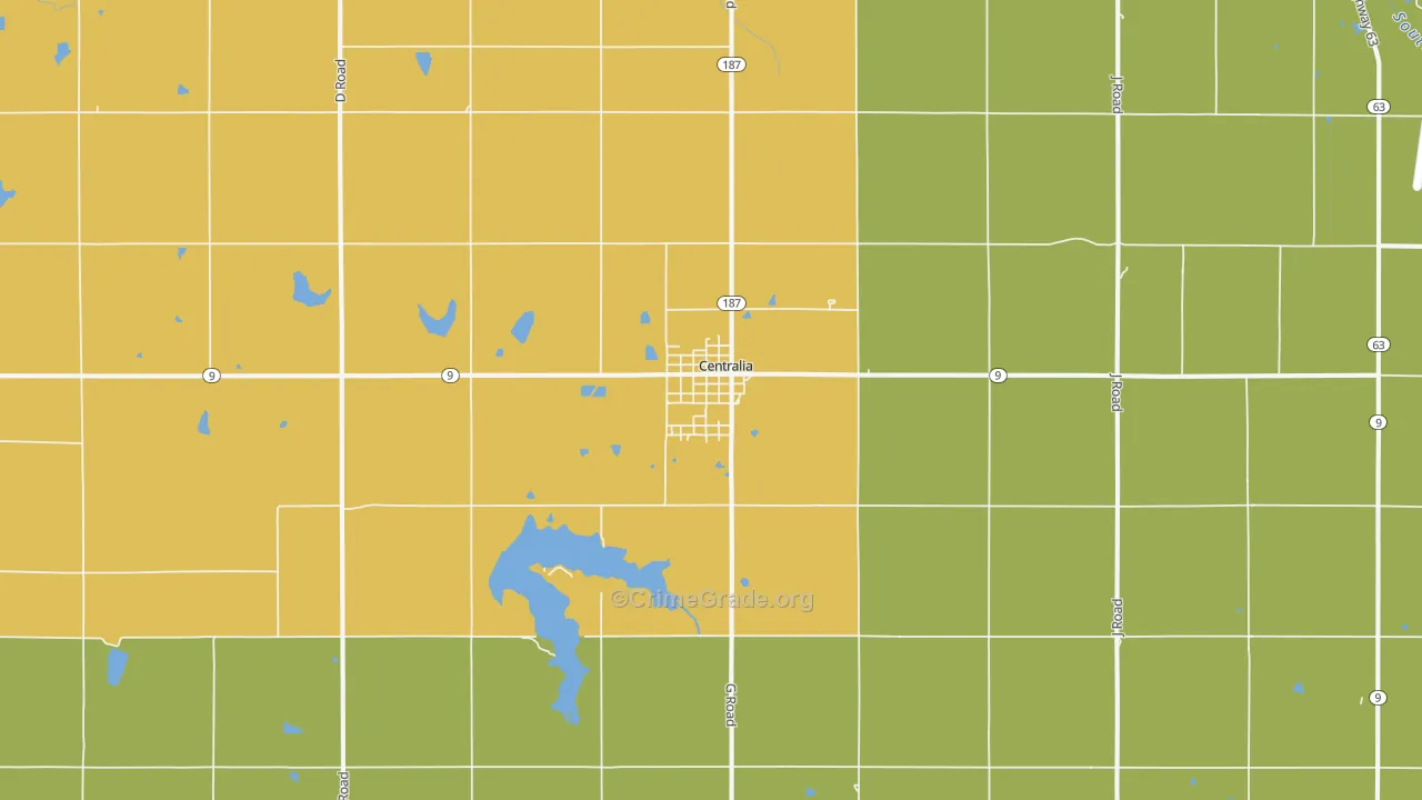 Centralia, KS Map of Assault Rates