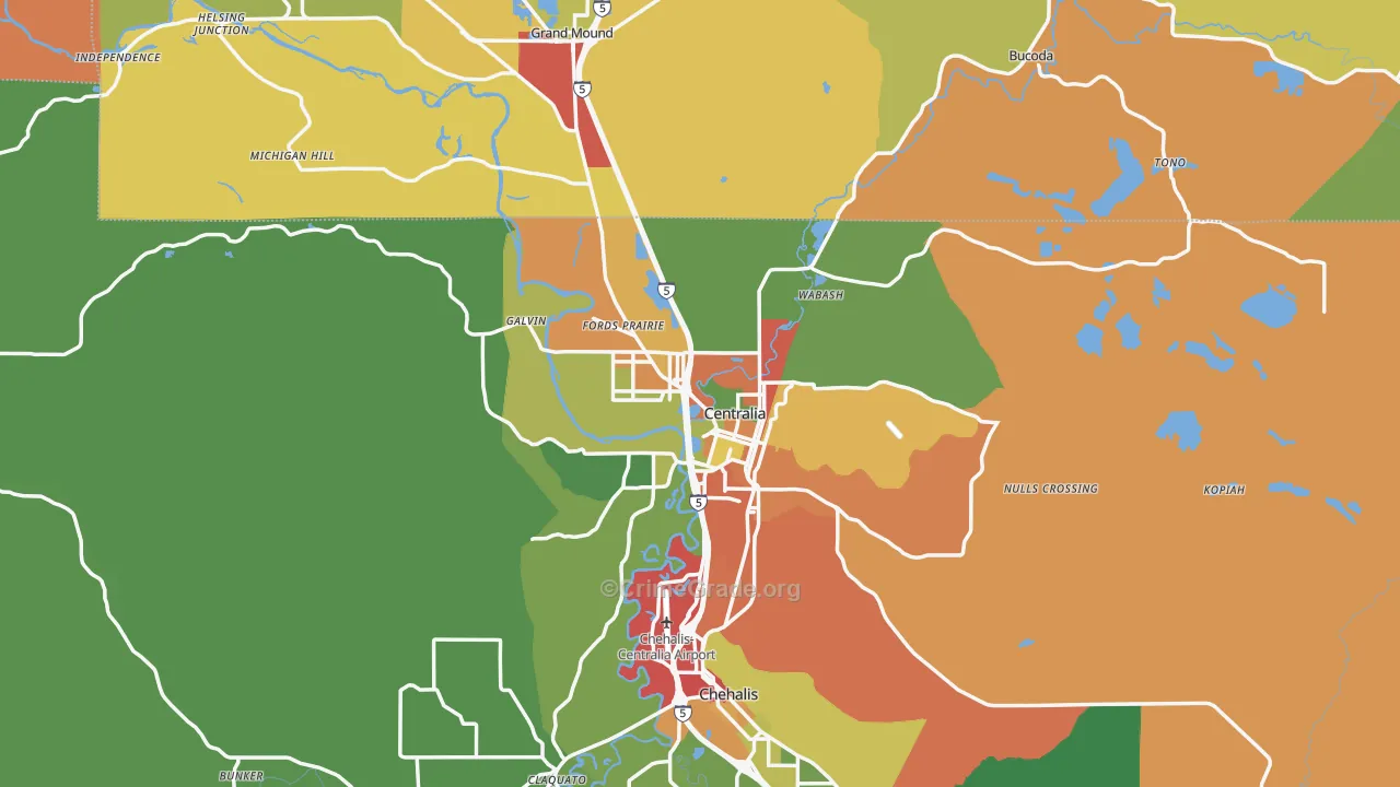 Centralia, WA Map of Assault Rates