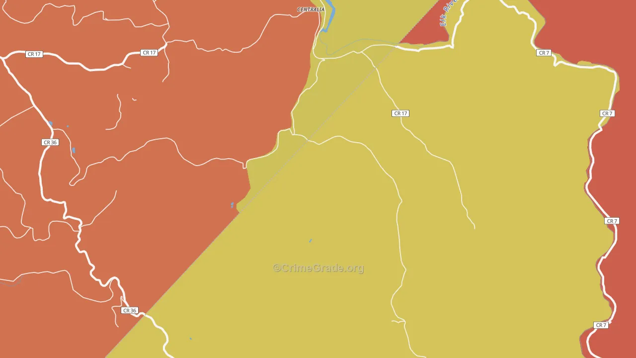 Centralia, WV Map of Assault Rates