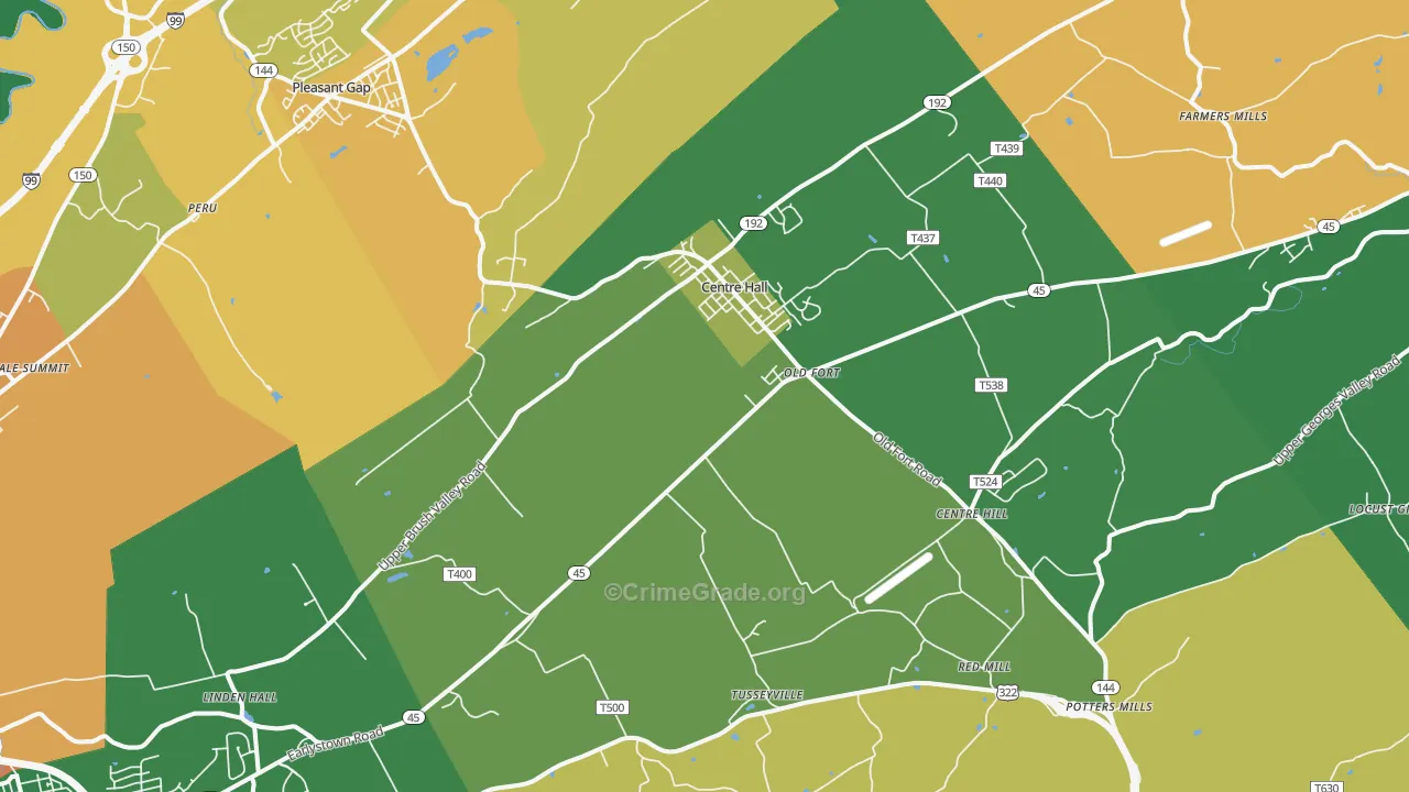 Centre Hall, PA Map of Assault Rates