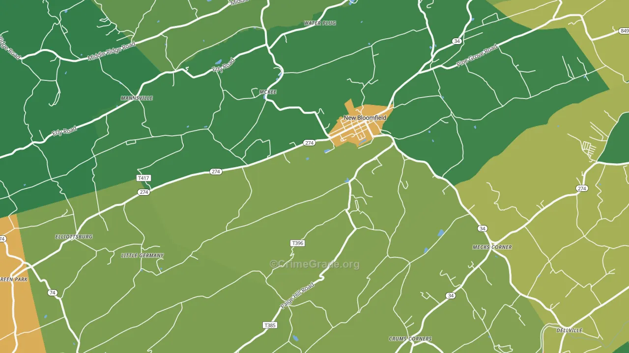 Centre, PA Map of Assault Rates