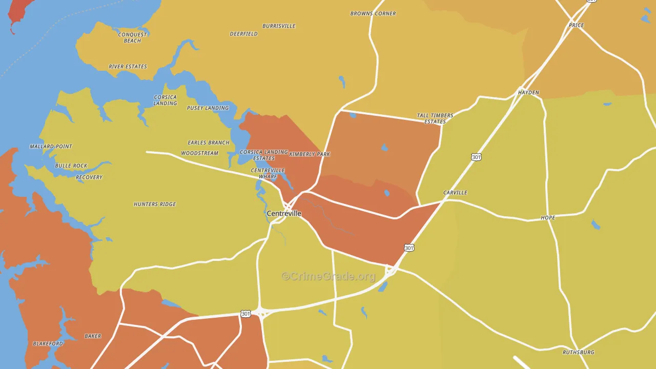 Centreville, MD Map of Assault Rates