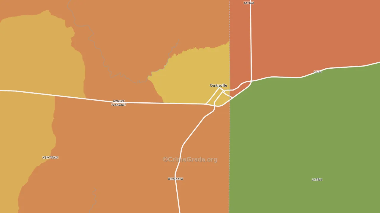 Centreville, MS Map of Assault Rates