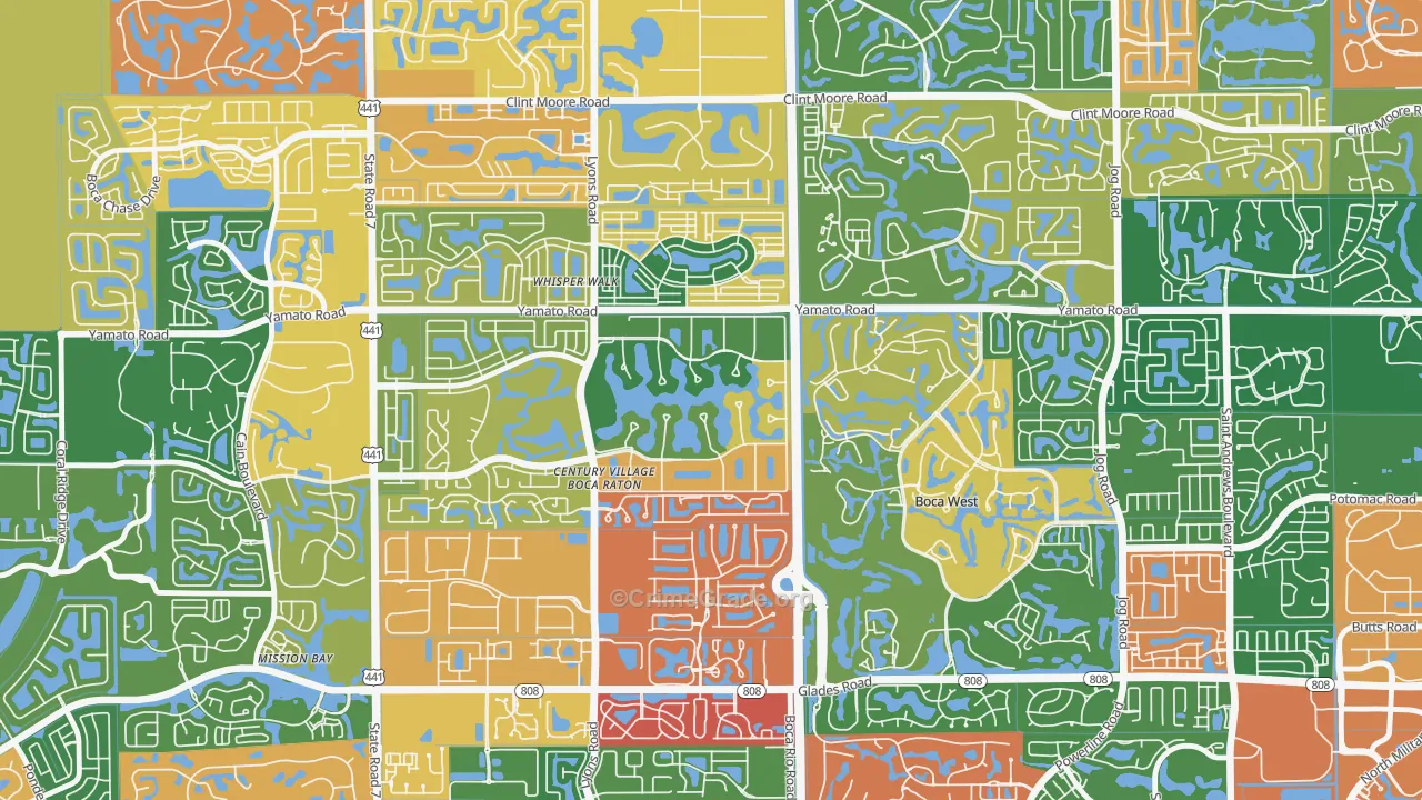 Century Village West, Boca Raton, FL Map of Assault Rates