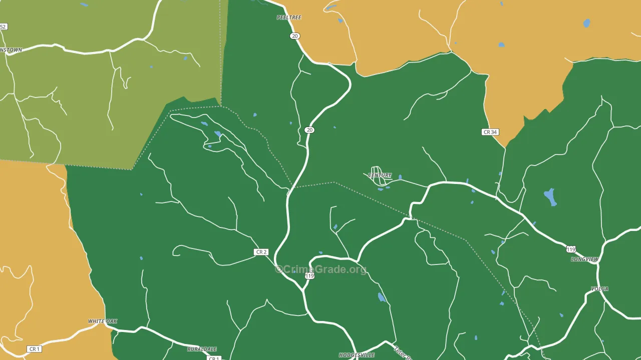 Century, WV Map of Assault Rates