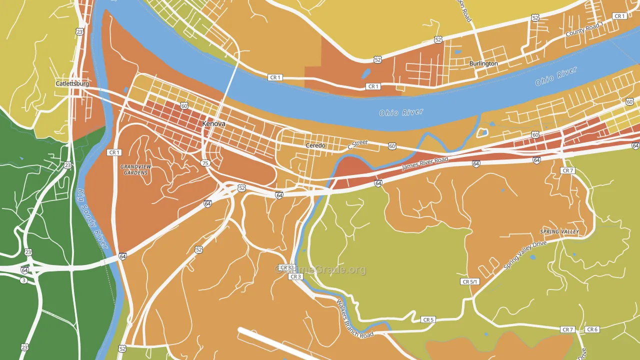 Ceredo, WV Map of Assault Rates