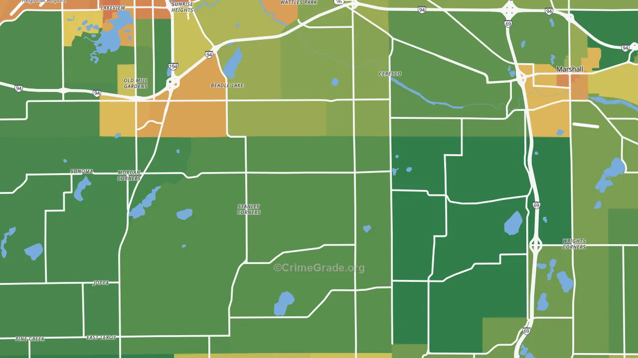 Ceresco, MI Map of Assault Rates