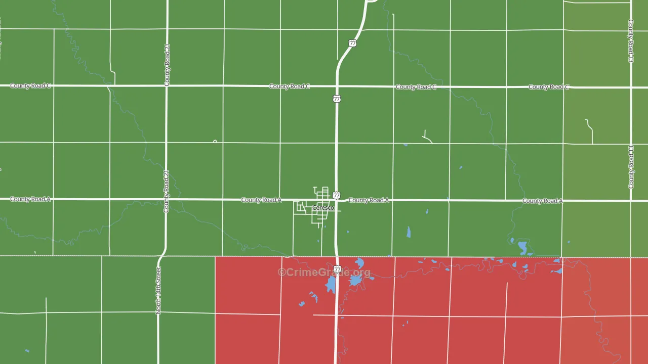 Ceresco, NE Map of Assault Rates