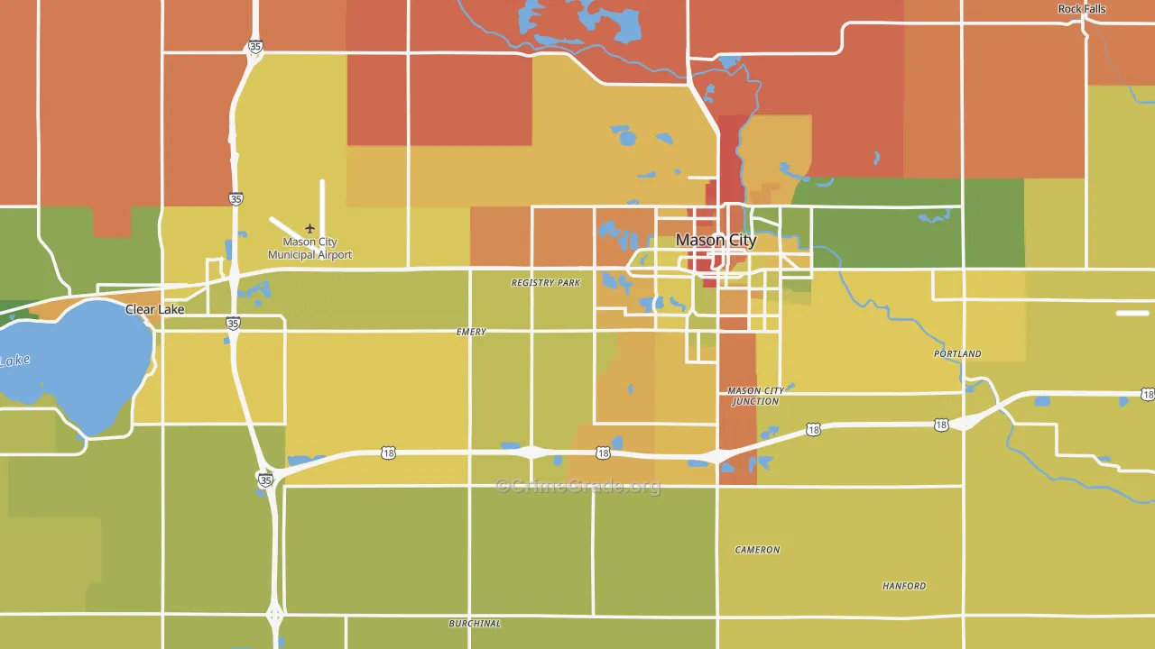 Cerro Gordo County, IA Map of Assault Rates