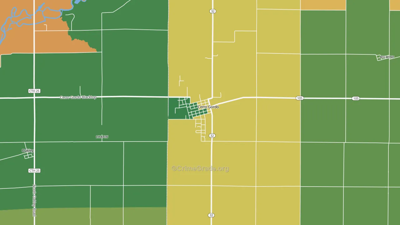 Cerro Gordo, IL Map of Assault Rates