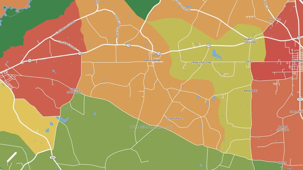 Cerro Gordo, NC Map of Assault Rates