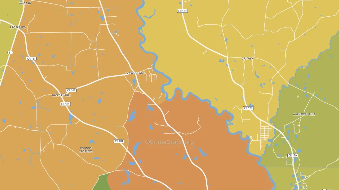 Cerrogordo, FL Map of Assault Rates
