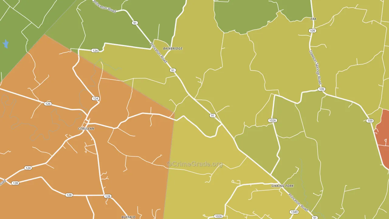 Cerulean, KY Map of Assault Rates