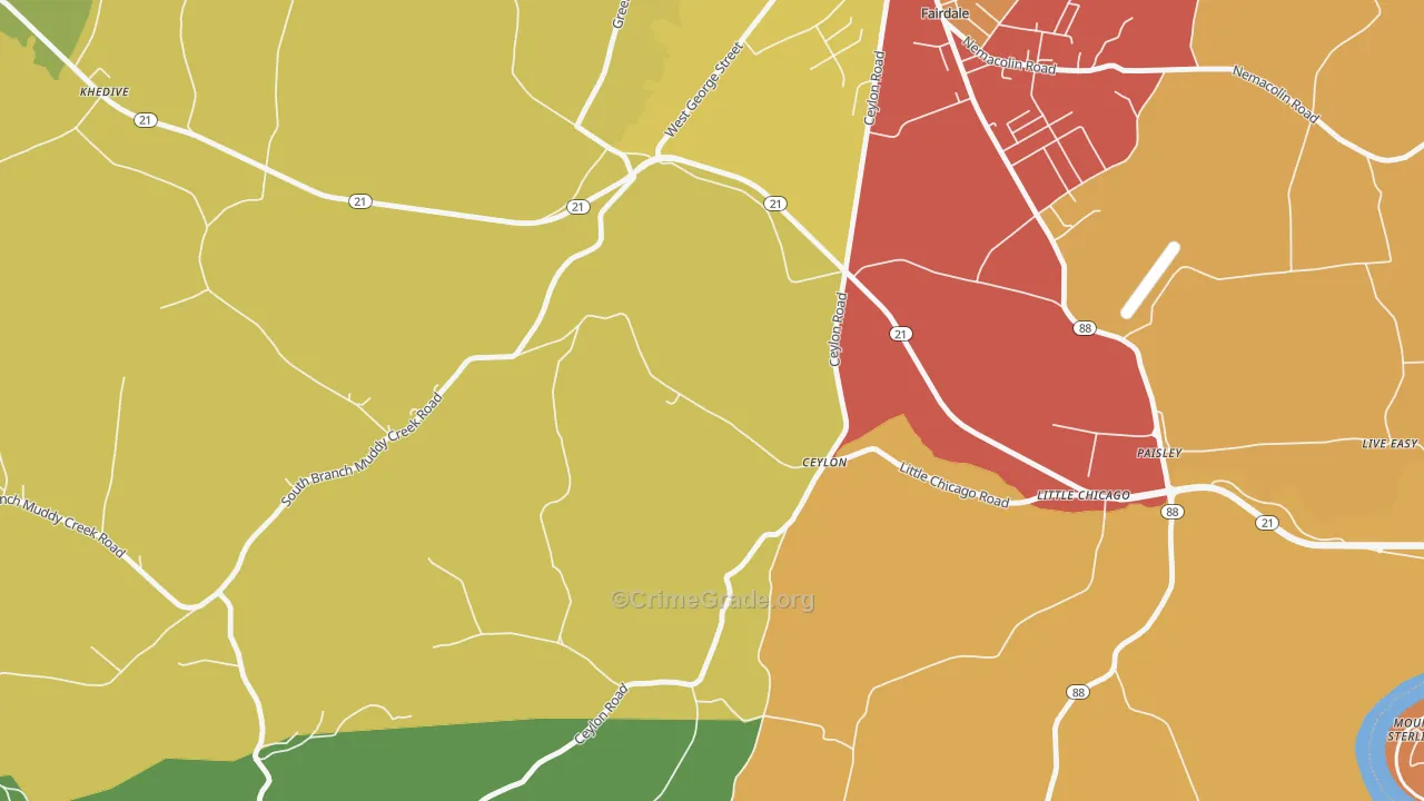Ceylon, PA Map of Assault Rates