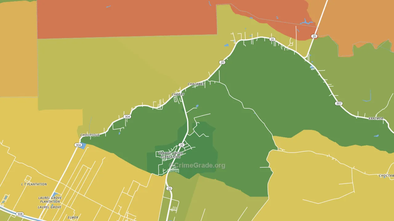 Chackbay, LA Map of Assault Rates