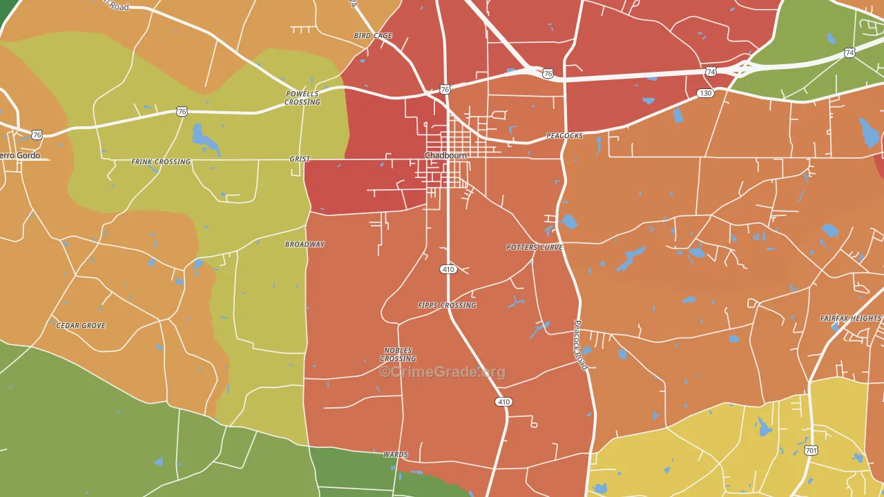 Chadbourn, NC Map of Assault Rates