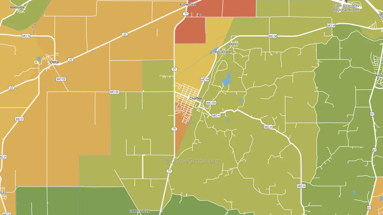 Chaffee, MO Map of Assault Rates