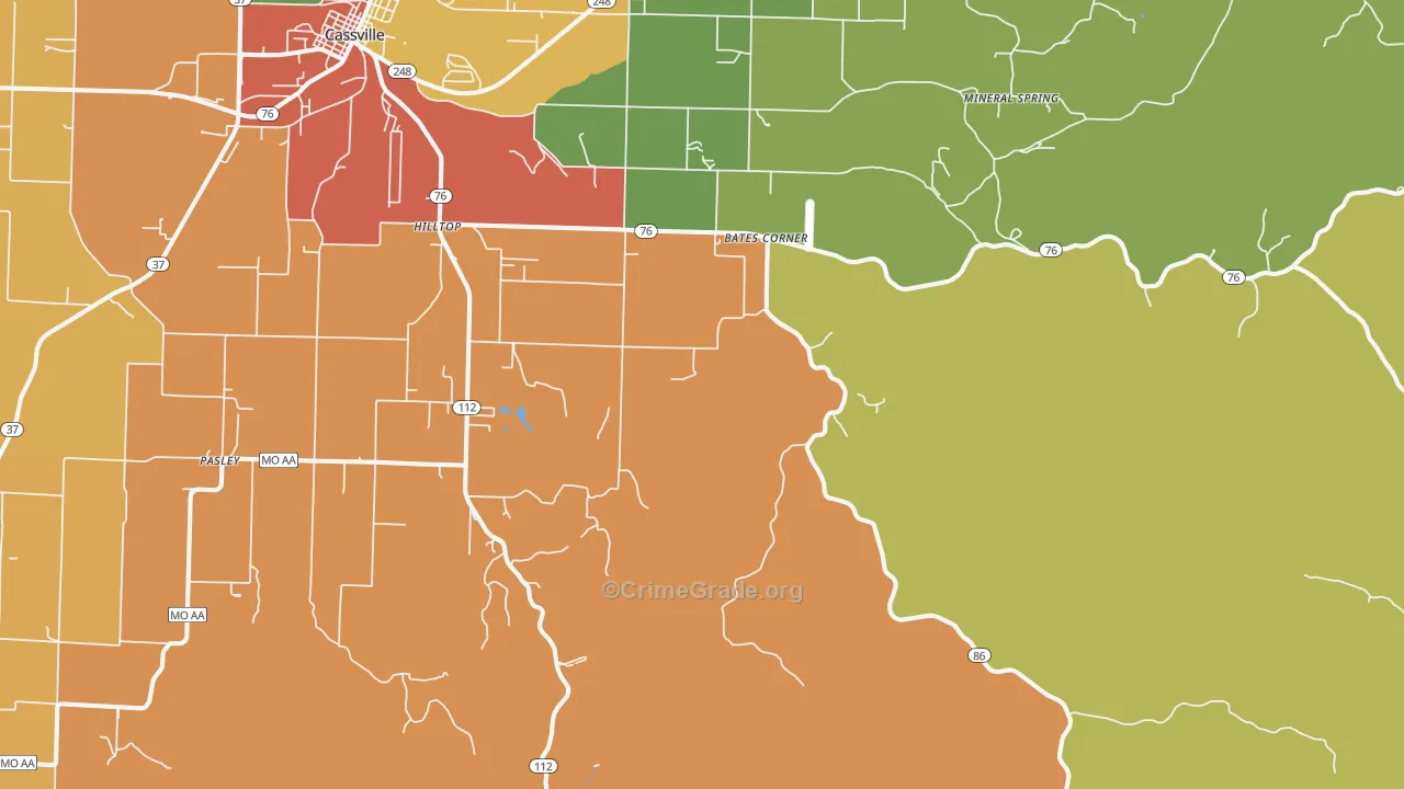 Chain-O-Lakes, MO Map of Assault Rates
