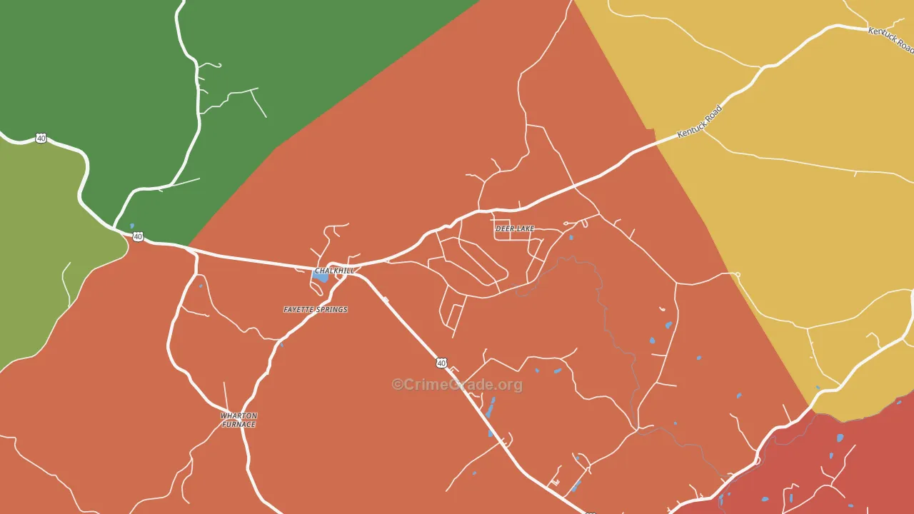 Chalkhill, PA Map of Assault Rates
