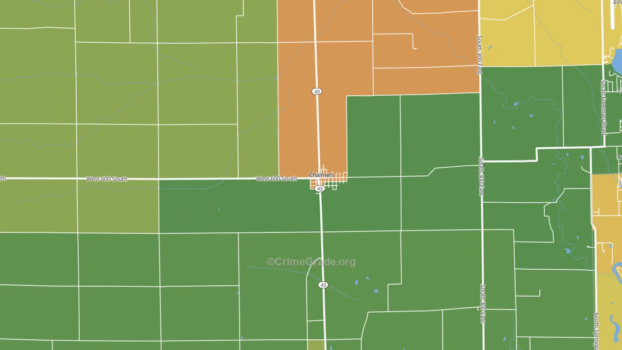 Chalmers, IN Map of Assault Rates