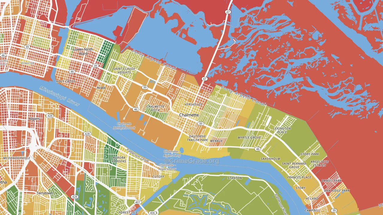Chalmette, LA Map of Assault Rates