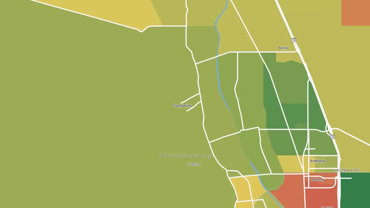 Chamberino, NM Map of Assault Rates