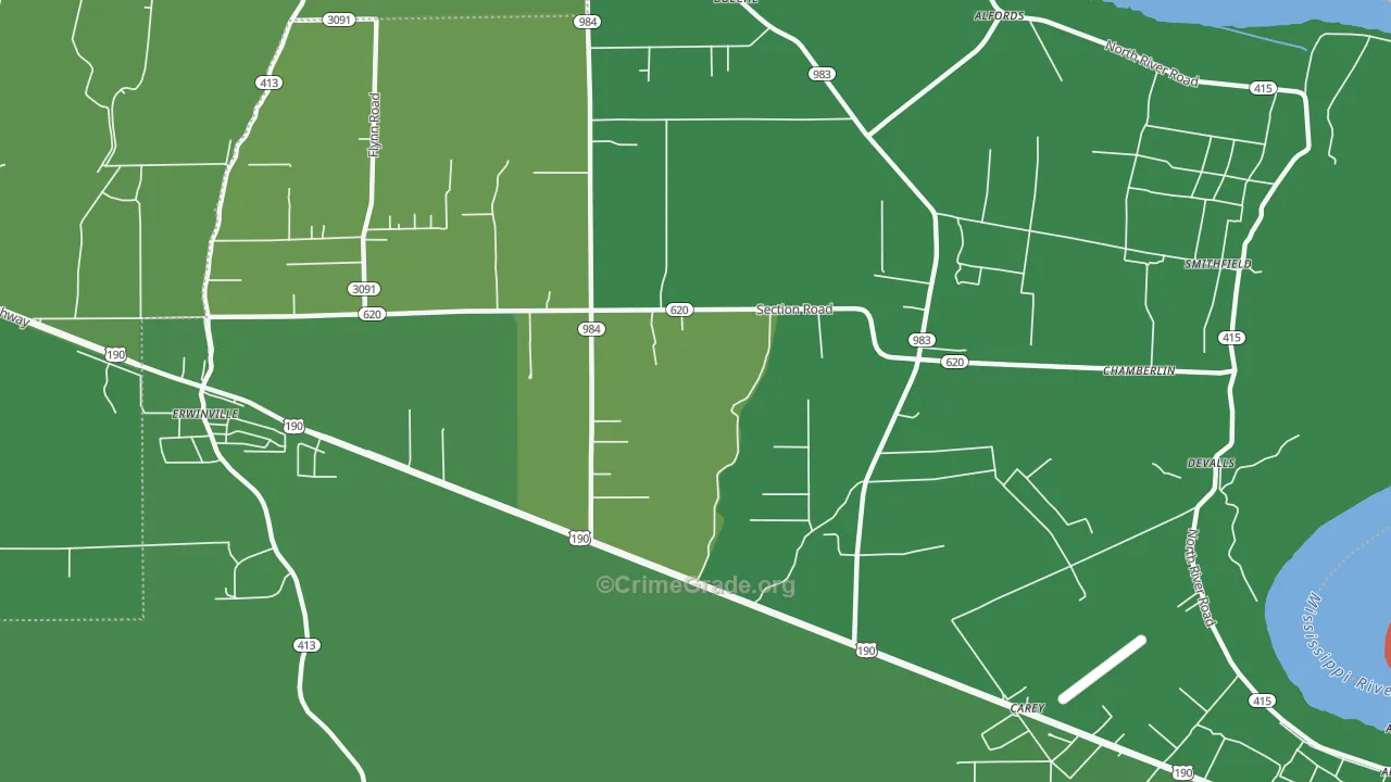 Chamberlin, LA Map of Assault Rates